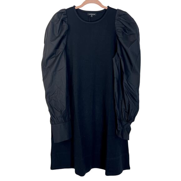 NWT Area Stars Black A-line Puffy Sleeves w/ Pockets Midi Shift Dress Size S - Picture 2 of 7
